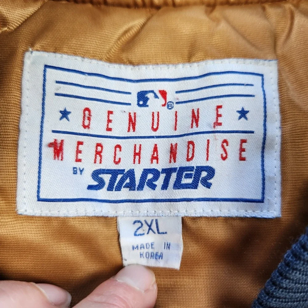 Vintage STARTER New‎ York Yankees Jacket Mens 2XL MLB Satin Bomber Yellow Gold.